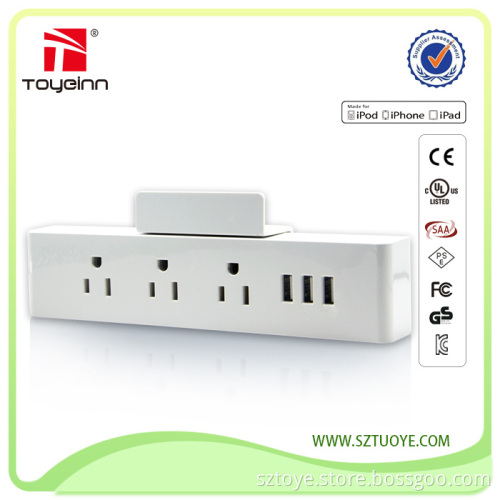 ETL FCC RoHS Approved USB Wall Socket 5V 3A Power Strip for iPhone 6/6s/6 plus